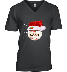San Francisco Giants Logo Baseball Ball Christmas Santa Hat Xmas Sport Funny Snow Men's V-Neck