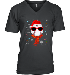New York Mets Logo Christmas Baseball Player Glasses Santa Hat Pajama Gift Men's V-Neck