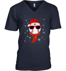 New York Mets Logo Christmas Baseball Player Glasses Santa Hat Pajama Gift Men's V-Neck