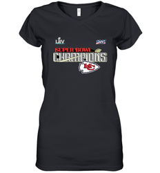 Youth Kansas City Chiefs NFL Pro Line by Fanatics Super Bowl LIV Champions Trophy Women's V-Neck T-Shirt