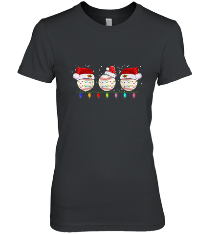 Three Baseball Balls Christmas Gift Santa Xmas lights Snow Women's Premium T-Shirt Women's Premium T-Shirt / Black / XS Women's Premium T-Shirt - jonhlittlestore88