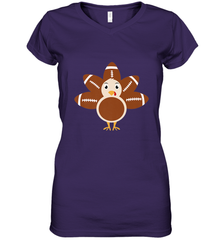 Funny Football Turkey Fall Thanksgiving Football Women's V-Neck T-Shirt Women's V-Neck T-Shirt - jonhlittlestore88
