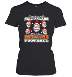 NFL Miami Christmas Funny Santa Claus Watching Football Women's T-Shirt