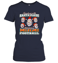 NFL Miami Christmas Funny Santa Claus Watching Football Women's T-Shirt