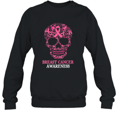 Tattoo Skull Halloween Breast Cancer Awareness Crewneck Sweatshirt