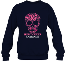 Tattoo Skull Halloween Breast Cancer Awareness Crewneck Sweatshirt