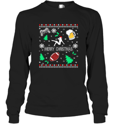 NFL Girls Video Game Beer And Football Really Ugly Christmas Long Sleeve T-Shirt