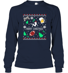NFL Girls Video Game Beer And Football Really Ugly Christmas Long Sleeve T-Shirt