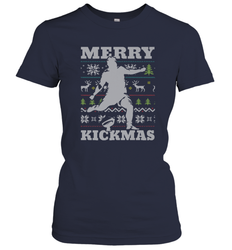 NFL Football SportsTeam Kicker Kickmas Funny Ugly Christmas Xmas Women's T-Shirt