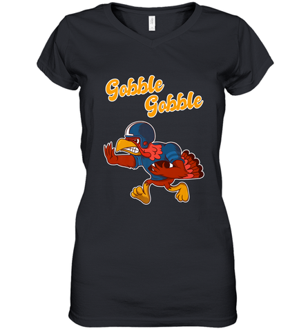 Turkey Football Shirt Funny Thanksgiving Turkey Gobble Gift Women's V-Neck T-Shirt Women's V-Neck T-Shirt / Black / S Women's V-Neck T-Shirt - jonhlittlestore88