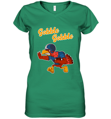 Turkey Football Shirt Funny Thanksgiving Turkey Gobble Gift Women's V-Neck T-Shirt Women's V-Neck T-Shirt - jonhlittlestore88