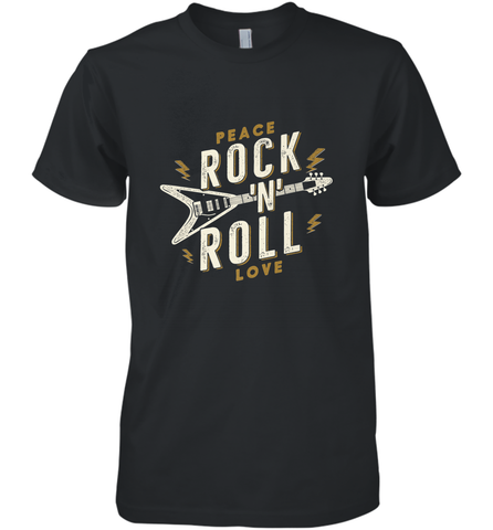 Peace Rock and Roll Love Music Guitar Retro Hippie Men's Premium T-Shirt Men's Premium T-Shirt / Black / XS Men's Premium T-Shirt - jonhlittlestore88