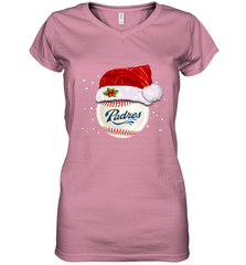 San Diego Padres Baseball Ball Christmas Santa Hat Xmas Sport Funny Snow Women's V-Neck T-Shirt Women's V-Neck T-Shirt - jonhlittlestore88