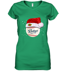 San Diego Padres Baseball Ball Christmas Santa Hat Xmas Sport Funny Snow Women's V-Neck T-Shirt Women's V-Neck T-Shirt - jonhlittlestore88