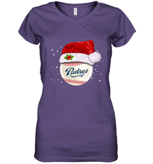 San Diego Padres Baseball Ball Christmas Santa Hat Xmas Sport Funny Snow Women's V-Neck T-Shirt Women's V-Neck T-Shirt - jonhlittlestore88