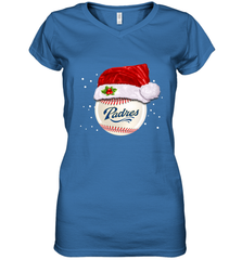 San Diego Padres Baseball Ball Christmas Santa Hat Xmas Sport Funny Snow Women's V-Neck T-Shirt Women's V-Neck T-Shirt - jonhlittlestore88