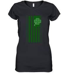 Lucky St. Patrick's Day Irish American Flag T Shirt Women's V-Neck T-Shirt