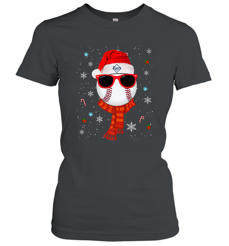 Tampa Bay Rays LogoChristmas Baseball Player Glasses Santa Hat Pajama Gift Women's T-Shirt Women's T-Shirt / Black / S Women's T-Shirt - jonhlittlestore88