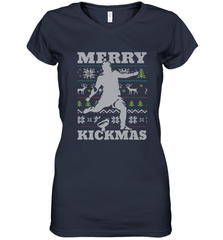 NFL Football SportsTeam Kicker Kickmas Funny Ugly Christmas Xmas Women's V-Neck T-Shirt Women's V-Neck T-Shirt - jonhlittlestore88