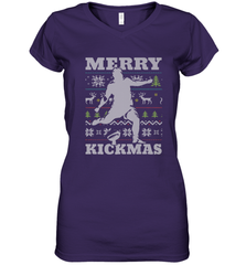 NFL Football SportsTeam Kicker Kickmas Funny Ugly Christmas Xmas Women's V-Neck T-Shirt Women's V-Neck T-Shirt - jonhlittlestore88