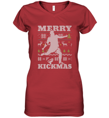 NFL Football SportsTeam Kicker Kickmas Funny Ugly Christmas Xmas Women's V-Neck T-Shirt Women's V-Neck T-Shirt - jonhlittlestore88