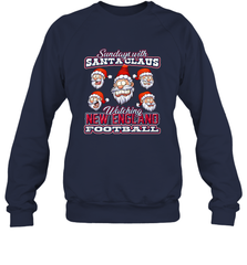 New England Christmas Funny Santa Claus Watching Football Crewneck Sweatshirt Crewneck Sweatshirt - jonhlittlestore88