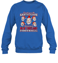 New England Christmas Funny Santa Claus Watching Football Crewneck Sweatshirt Crewneck Sweatshirt - jonhlittlestore88