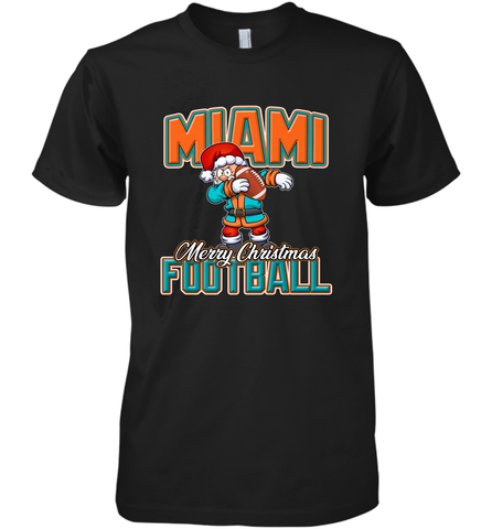 NFL Miami Christmas Dabbing Santa Playing Miami Football Men's Premium T-Shirt Men's Premium T-Shirt / Black / XS Men's Premium T-Shirt - jonhlittlestore88