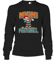 NFL Miami Christmas Dabbing Santa Playing Miami Football Long Sleeve T-Shirt Long Sleeve T-Shirt - jonhlittlestore88