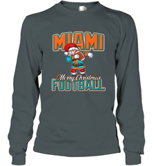 NFL Miami Christmas Dabbing Santa Playing Miami Football Long Sleeve T-Shirt Long Sleeve T-Shirt - jonhlittlestore88