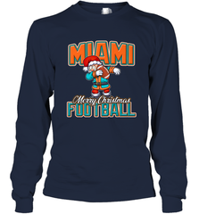 NFL Miami Christmas Dabbing Santa Playing Miami Football Long Sleeve T-Shirt Long Sleeve T-Shirt - jonhlittlestore88