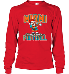 NFL Miami Christmas Dabbing Santa Playing Miami Football Long Sleeve T-Shirt Long Sleeve T-Shirt - jonhlittlestore88