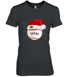 Texas Rangers Logo Baseball Ball Christmas Santa Hat Xmas Sport Funny Snow Women's Premium T-Shirt