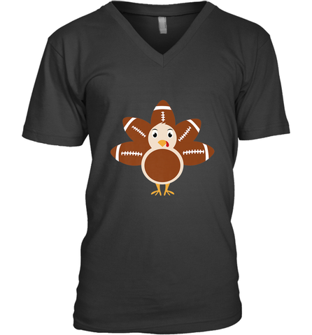 Funny Football Turkey Fall Thanksgiving Football Men's V-Neck Men's V-Neck / Black / S Men's V-Neck - jonhlittlestore88