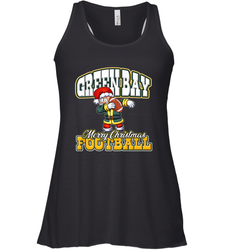 NFL Green Bay Christmas Funny Dabbing Santa Playing Football Women's Racerback Tank