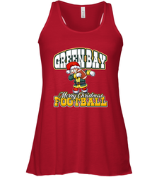 NFL Green Bay Christmas Funny Dabbing Santa Playing Football Women's Racerback Tank