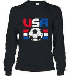 Distressed Red, White and Blue Soccer Flag Shirts of the USA Long Sleeve T-Shirt