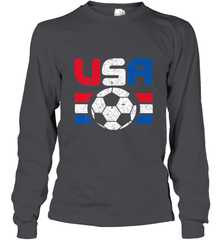 Distressed Red, White and Blue Soccer Flag Shirts of the USA Long Sleeve T-Shirt Long Sleeve T-Shirt - jonhlittlestore88