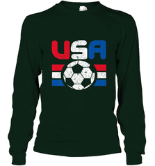 Distressed Red, White and Blue Soccer Flag Shirts of the USA Long Sleeve T-Shirt Long Sleeve T-Shirt - jonhlittlestore88