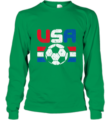Distressed Red, White and Blue Soccer Flag Shirts of the USA Long Sleeve T-Shirt Long Sleeve T-Shirt - jonhlittlestore88