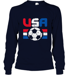 Distressed Red, White and Blue Soccer Flag Shirts of the USA Long Sleeve T-Shirt Long Sleeve T-Shirt - jonhlittlestore88