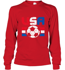 Distressed Red, White and Blue Soccer Flag Shirts of the USA Long Sleeve T-Shirt Long Sleeve T-Shirt - jonhlittlestore88