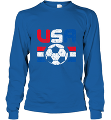 Distressed Red, White and Blue Soccer Flag Shirts of the USA Long Sleeve T-Shirt Long Sleeve T-Shirt - jonhlittlestore88