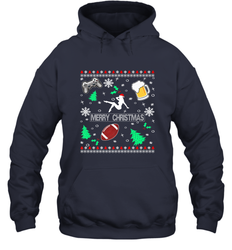 NFL Girls Video Game Beer And Football Really Ugly Christmas Hooded Sweatshirt