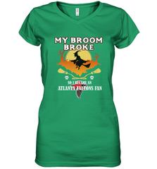 Broom Broke So I Became An Atlanta Falcons Fan  NFL Halloween Costume Women's V-Neck T-Shirt Women's V-Neck T-Shirt - jonhlittlestore88