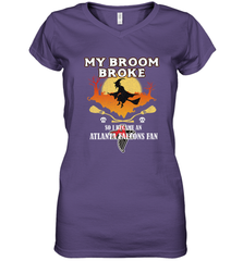 Broom Broke So I Became An Atlanta Falcons Fan  NFL Halloween Costume Women's V-Neck T-Shirt Women's V-Neck T-Shirt - jonhlittlestore88