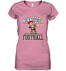 NFL Minnesota Christmas Funny Dabbing Santa playing football Women's V-Neck T-Shirt Women's V-Neck T-Shirt - jonhlittlestore88