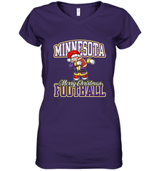 NFL Minnesota Christmas Funny Dabbing Santa playing football Women's V-Neck T-Shirt Women's V-Neck T-Shirt - jonhlittlestore88