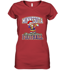 NFL Minnesota Christmas Funny Dabbing Santa playing football Women's V-Neck T-Shirt Women's V-Neck T-Shirt - jonhlittlestore88