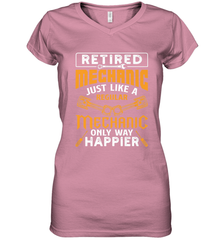 Retired Mechanic Just Like A Regular Only Way Happier Women's V-Neck T-Shirt Women's V-Neck T-Shirt - jonhlittlestore88